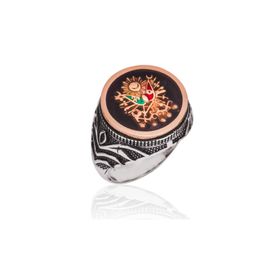 Gumush MR2350270 Osmanlı Devlet Armalı Gümüş Erkek Yüzük
