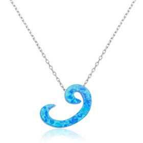 Gumush Opal Taşlı Vav Gümüş Kadın Kolye