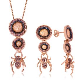 Gumush Örümcek ve Yaprak Kadın Gümüş Set