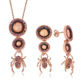 Gumush Örümcek ve Yaprak Kadın Gümüş Set