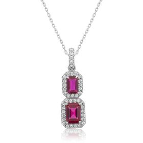 Gumush Pembe Baget Taşlı Gümüş Kadın Kolye