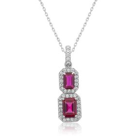 Gumush Pembe Baget Taşlı Gümüş Kadın Kolye