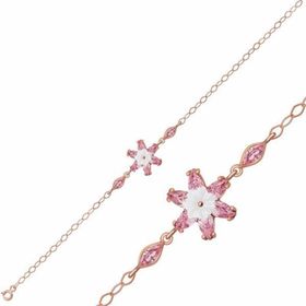 Gumush Pembe Lotus Çiçeği Gümüş Bileklik