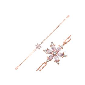 Gumush Pembe Lotus Çiçeği Gümüş Bileklik
