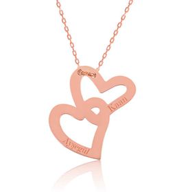 Gumush PT0580195 Rose Birleşmiş Kalpler İsimli Kadın Gümüş Kolye