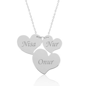 Gumush PT0580196 Üç Kalp İsimli Gümüş Kadın Kolye