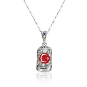 Gumush PT2610062 Ay Yıldız Cevşen Gümüş Kolye