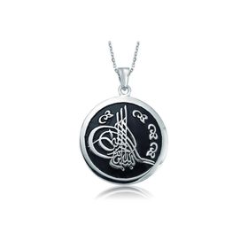 Gumush PT2610239 Yuvarlak Tuğralı Gümüş Kolye