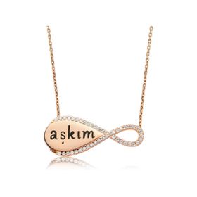 Gumush PT2610289 Aşkım Yazılı Sonsuzluk Gümüş Kolye