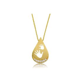 Gumush PT2610623 Gold Bebek Elleri Gümüş Kadın Kolye