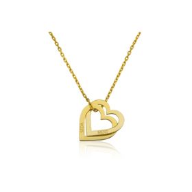 Gumush PT2610905 Gold Gümüş Kişiye Özel Kalpler Kolye