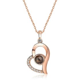 Gumush ​Rose 100 Dilde Seni Seviyorum Kalp Gümüş Kolye