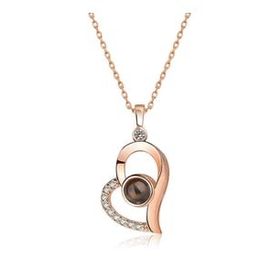 Gumush ​Rose 100 Dilde Seni Seviyorum Kalp Gümüş Kolye