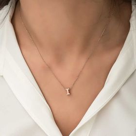Gumush Rose 3 Boyutlu I Harf Kadın Gümüş Kolye