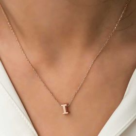 Gumush Rose 3 Boyutlu I Harf Kadın Gümüş Kolye
