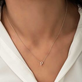 Gumush Rose 3 Boyutlu P Harf Gümüş Kadın Kolye