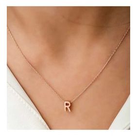 Gumush Rose 3 Boyutlu R Harf Gümüş Kadın Kolye