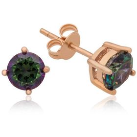 Gumush Rose 6 mm Mistik Topaz Çivili Gümüş Küpe