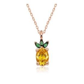 Gumush ​Rose Ananas Figür Meyve Gümüş Kolye