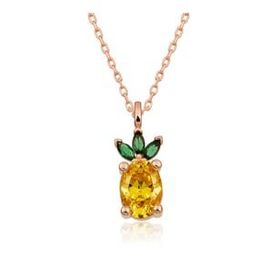 Gumush ​Rose Ananas Figür Meyve Gümüş Kolye