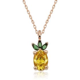 Gumush ​Rose Ananas Figür Meyve Gümüş Kolye