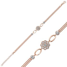Gumush Rose Çiçek Modelli Gümüş Bileklik