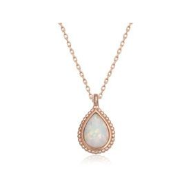 Gumush Rose Damla Beyaz Opal Taşlı Kadın Gümüş Kolye