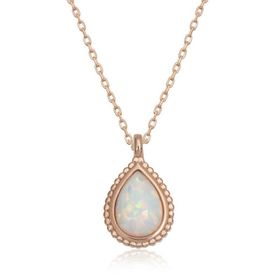 Gumush Rose Damla Beyaz Opal Taşlı Kadın Gümüş Kolye