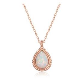 Gumush Rose Damla Beyaz Opal Taşlı Kadın Gümüş Kolye