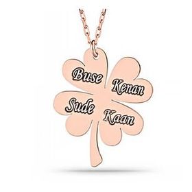 Gumush Rose Dört Yaprak İsimli Yonca Bayan Gümüş Kolye