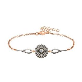 Gumush Rose Elmas Montür Çiçek Bayan Gümüş Bileklik