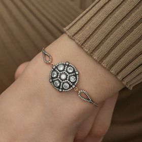Gumush Rose Elmas Montür Gümüş Bileklik