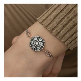 Gumush Rose Elmas Montür Gümüş Bileklik