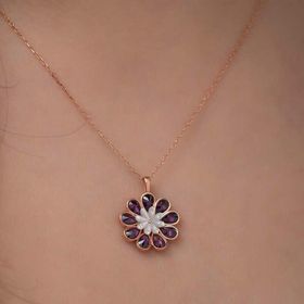 Gumush Rose Erguvan Çiçeği Gümüş Kolye