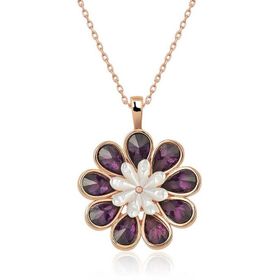 Gumush Rose Erguvan Çiçeği Gümüş Kolye