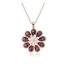 Gumush Rose Erguvan Çiçeği Gümüş Kolye