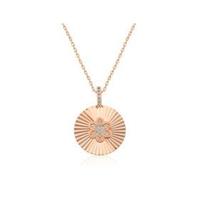 Gumush Rose Fırfırlı Çiçek Bayan Gümüş Kolye