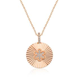 Gumush Rose Fırfırlı Çiçek Bayan Gümüş Kolye