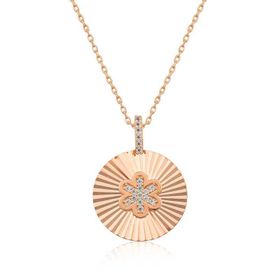 Gumush Rose Fırfırlı Çiçek Bayan Gümüş Kolye