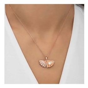 Gumush Rose İncili İstiridye Bayan Gümüş Kolye