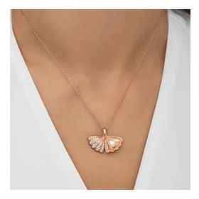 Gumush Rose İncili İstiridye Bayan Gümüş Kolye