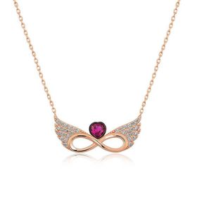 Gumush Rose Kanatlı Sonsuz Kalp Gümüş Kolye