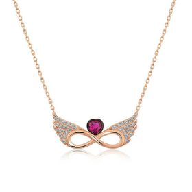 Gumush Rose Kanatlı Sonsuz Kalp Gümüş Kolye