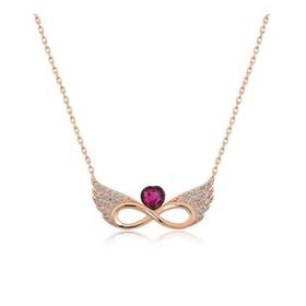 Gumush Rose Kanatlı Sonsuz Kalp Gümüş Kolye