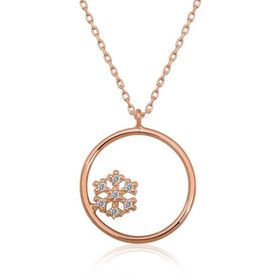 Gumush ​Rose Kar Tanesi Detaylı Halka Gümüş Kolye