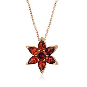 Gumush Rose Kırmızı Çiçek Gümüş Kolye