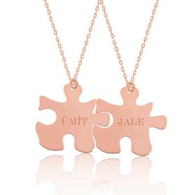 Gumush Rose Kişiye Özel Puzzle İsimli Gümüş Kolye