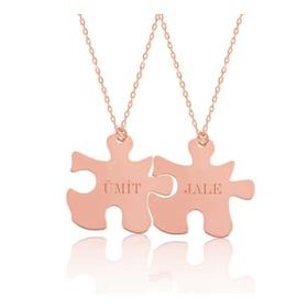 Gumush Rose Kişiye Özel Puzzle İsimli Gümüş Kolye