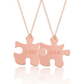 Gumush Rose Kişiye Özel Puzzle İsimli Gümüş Kolye