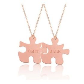 Gumush Rose Kişiye Özel Puzzle İsimli Gümüş Kolye